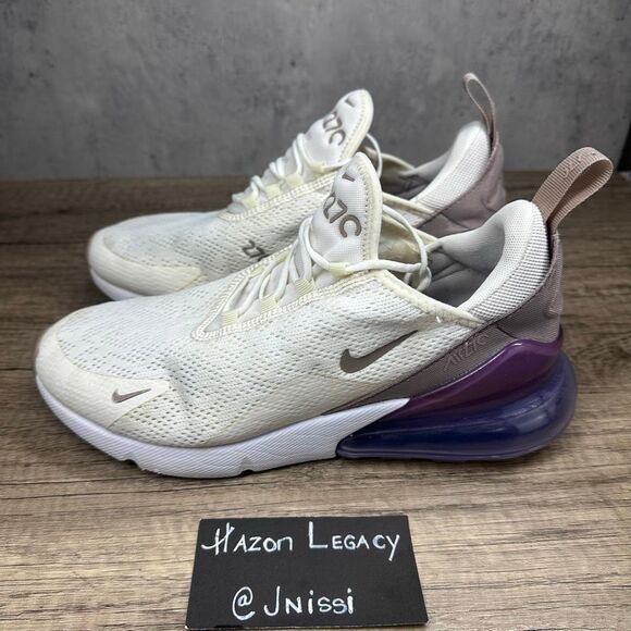 Nike~Women’s~Air Max 270 Sail Pumice Space Purple/Cream Running Shoes~Size 9 - Picture 1 of 8